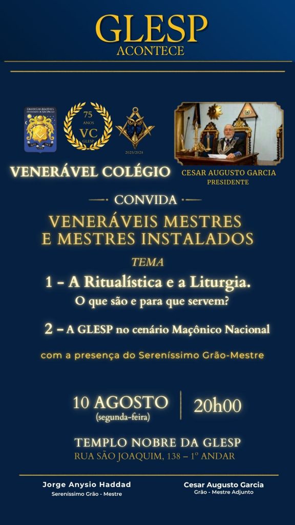 Convite: Sessão do Venerável Colégio – 10/08/2026